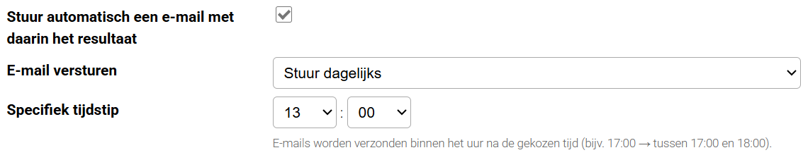Instelbare tijd voor de dagelijkse mail