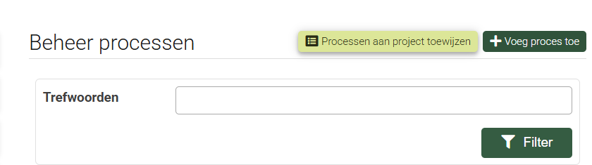 Nieuwe knop voor het in bulk koppelen van processen aan een project